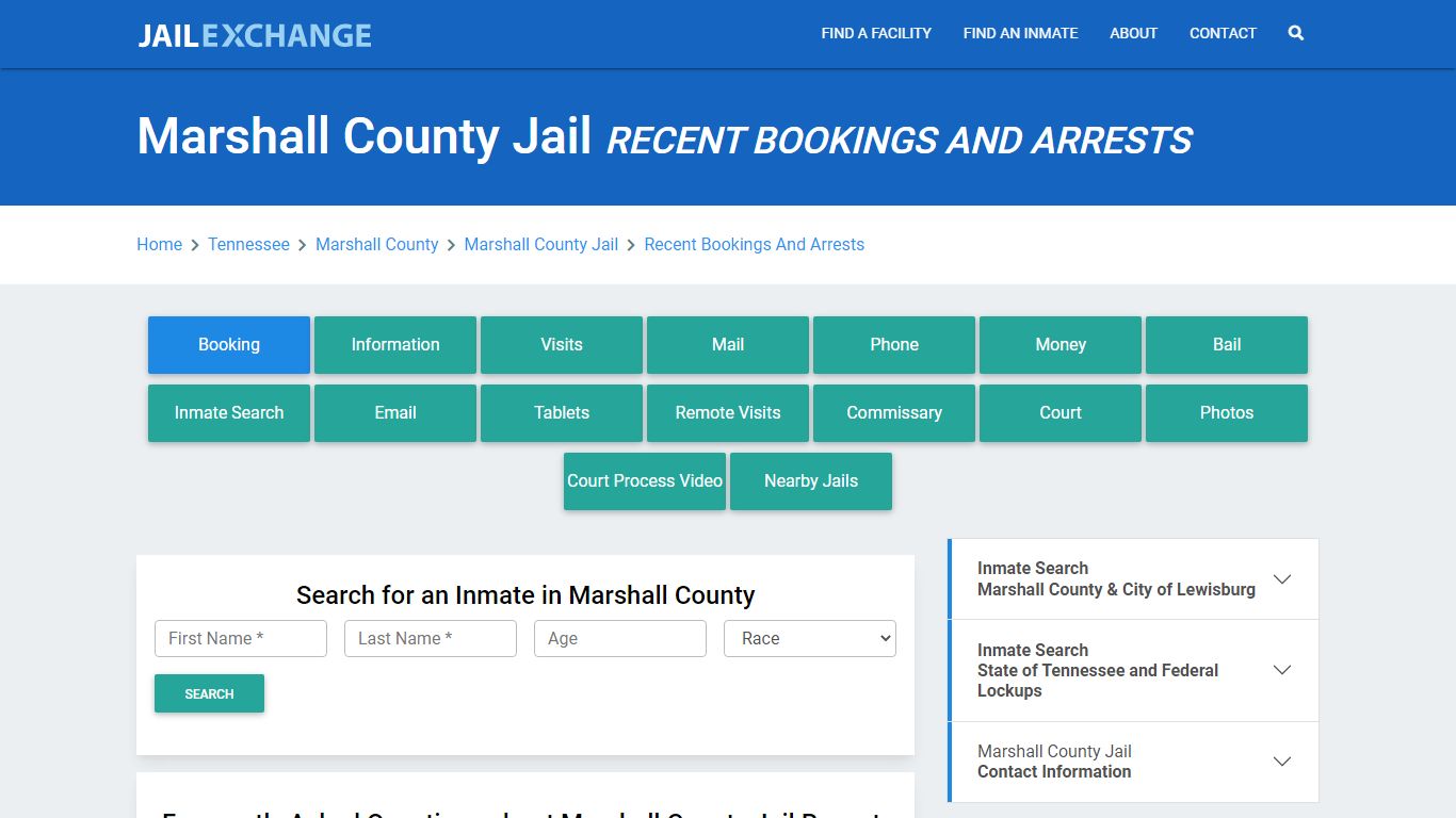 Marshall County Jail TN Recent Arrests and Bookings - Jail Exchange