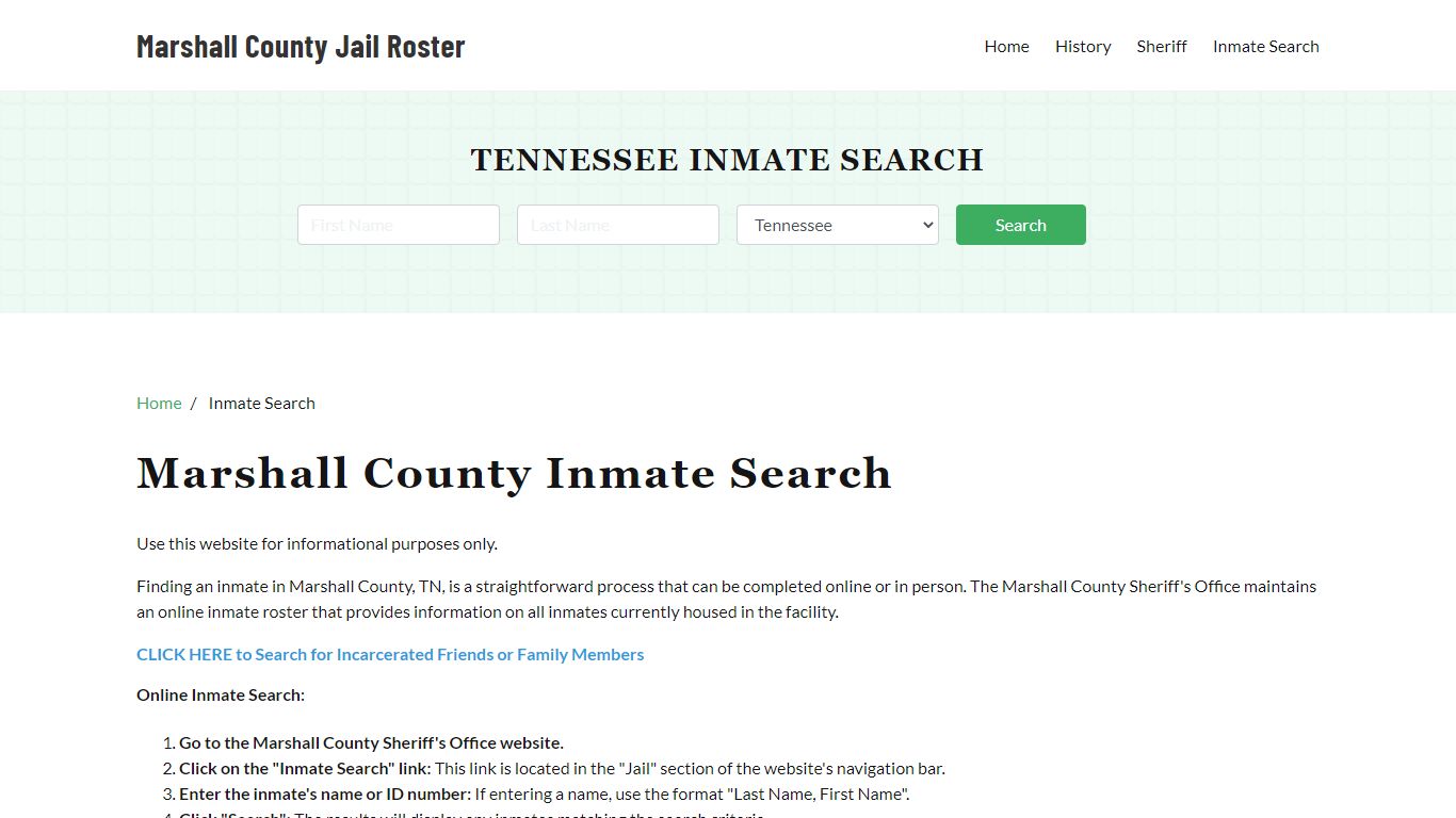 Marshall County, TN Detainee Lookup